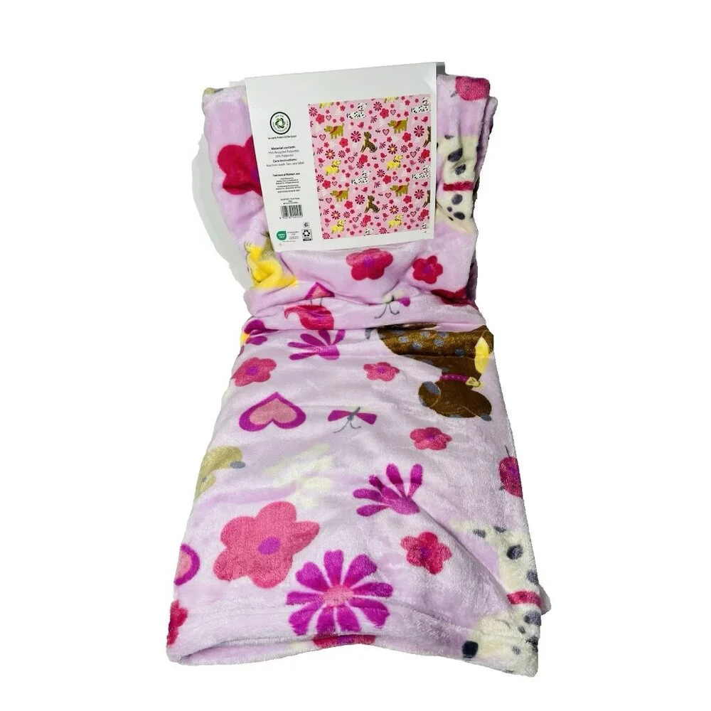 Way To Celebrate Cute Puppy Dogs Velvet Plush Throw Blanket 50